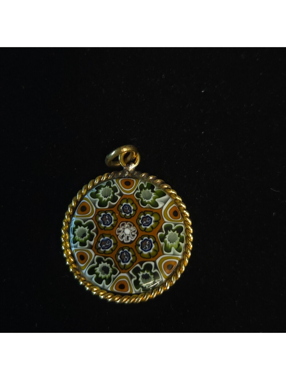 Vintage Gold-plated Italian Millefiori Art Glass Pendant - Picture 6 of 7